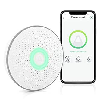 Airthings Wave Radon - Smart Radon Detector with Humidity &amp; Temperature Sensor – Easy-to-Use – Accurate – No Lab Fees – Battery Operated - Free App