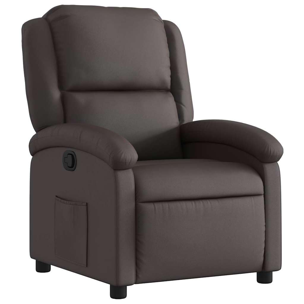 vidaXL Sillón reclinable Cuero auténtico marrón Oscuro