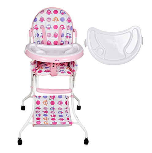 Image of ITN-8013 Foldable Baby Dining High Chair with Wheel (Pink)