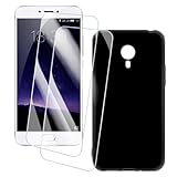 OAGELIM 2er Pack Bildschirm Schutzfolie + Hülle Kompatibel mit Meizu MX4 Pro (5.5 Zoll) Künstlerisch Bedruckte Hülle & Gehärtetes Glas Kratzfest (Schwarz)