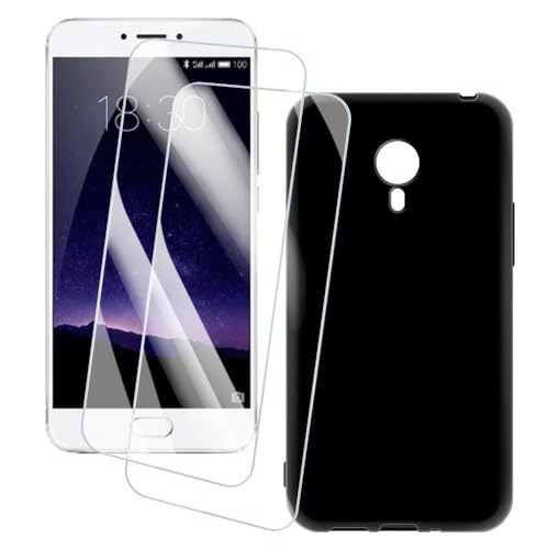 OAGELIM 2er Pack Bildschirm Schutzfolie + Hülle Kompatibel mit Meizu MX4 Pro (5.5 Zoll) Künstlerisch Bedruckte Hülle & Gehärtetes Glas Kratzfest (Schwarz)