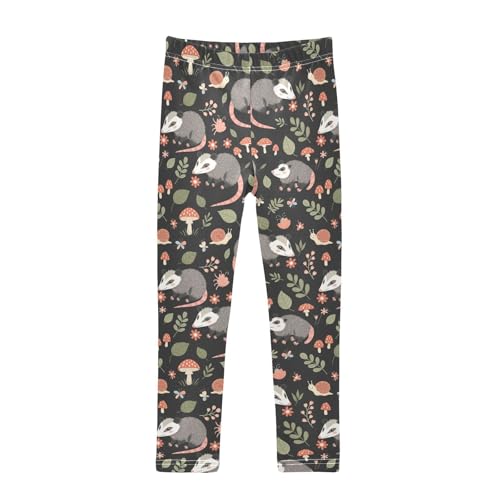 Girls Leggings Size 4T Opossum Mushroom Black Breathable Soft Tights Girl Yoga Pants for Workout Dance