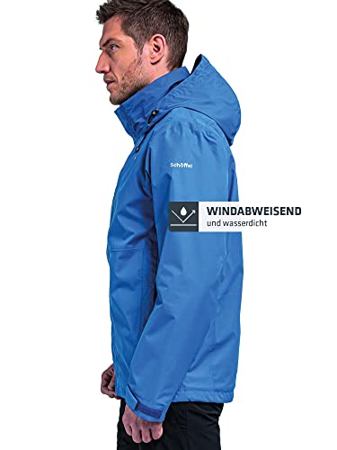 Schöffel Herren Jacket Gmund M, wind- und wasserdichte Regenjacke, atmungsaktive Outdoor Jacke, Wanderjacke mit verstaubarer Kapuze, black, 54