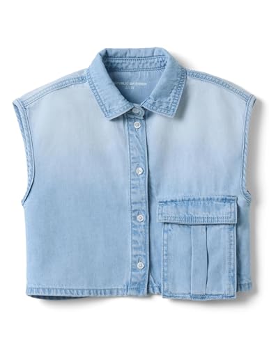 Crop shirt en denim fille coupe régulière confortable