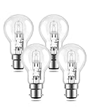 TobeBright 4-Pack 100W B22 Bayonet Light Bulbs, B22 A55 Dimmable Light Bulbs Bayonet Warm White 2700K, 862lm Large Clear Bayonet Bulb for Bedroom Hallway Living Room