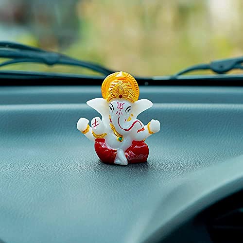 Image of Handmade Showpiece Polyresin Ganesh Idols and Figurines for Spiritual Vaastu Pooja Decorative Sculpture for Puja Gifts & Decoration Items for Home Decor (2.3 Inch Yellow Ganesh ji)