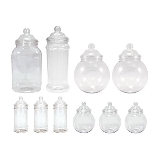 Britten & James - Surtido de 10 jarras de plástico vacías (diseño variado tipo victoriano) Plástico autorizado para uso con alimentos aunque puede utilizarse para otros usos. Ideal para fiestas.