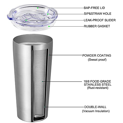 VEGOND-20oz-Tumbler-Bulk-with-Lid-and-Straw-12-Pack-Stainless-Steel-Vacuum-Insulated-Tumbler-Double-Wall-Coffee-Cup-Travel-Mug-Stainless-Steel