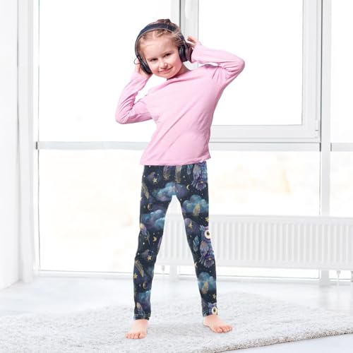 Owl Moon Starry Sky Girls Leggings Kids Yoga Pants Dance Active Tights 4T4