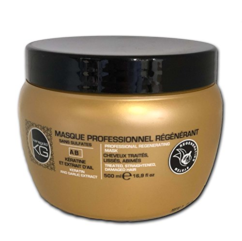 KERAGOLD PRO – Masque Sans Sulfates Gamme AB – 500ml – Kératine & Extrait d’Ail – Réparation, Force & Anti-Casse