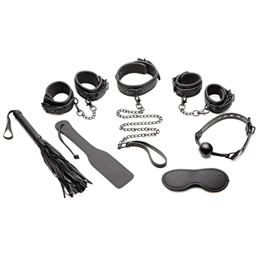 Kit de bondage 7 pièces Deluxe BDSM complet noir pour couples