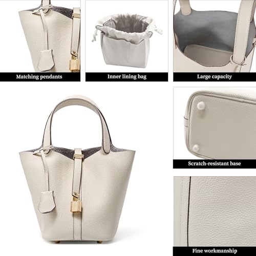 Leather Handbags Purses Stylish Leather Bucket Handbags Women Genuine Leather Handbags Versatile Shoulder Handbag4