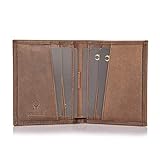 DONBOLSO Slim Wallet Rom I Echtleder Geldbeutel mit RFID Schutz I Mini Portemonnaie für Herren und Damen I Leder Geldbörse mit 8 Kartenfächern I Vintage Braun