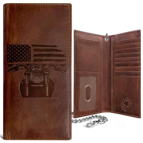 NIUCUNZH Mens Genuine Leather Chain Wallet: Biker Trucker