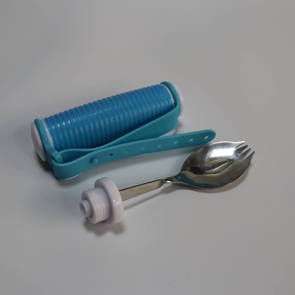 Vajillas de Ayuda para Comer giratorias de 360 ° - Cuchara y Tenedor de Parkinson 2 en 1 - Utensilios adaptables extraíbles para Ancianos, discapacitados, Parkinson y Artritis