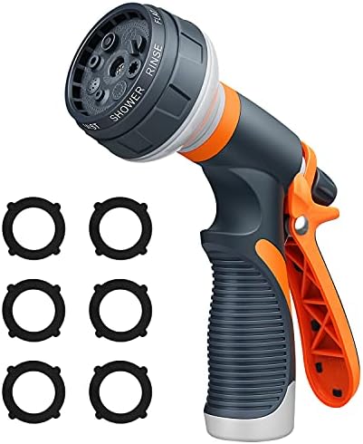 Garden Hose Nozzle, Water Hose Nozzle Spray, Heavy Duty Water Spray Gun High Pressure Washer Sprayer with 8 Patterns, Suitable for Watering Garden, Cleaning, Showering Pet and Washing Cars
