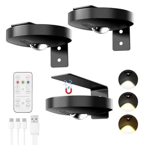 Ricaricabile Luci Led Armadio, Luci Led Senza Filo con Telecomando, illuminazione vetrina con funzione temporizzazione, 3 Temperature Colore dimmerabile, per Armadio, Guardaroba Confezione da 3