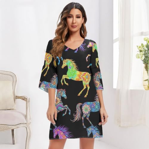 Robe imprimée d'été col V légère pour rester fraîche