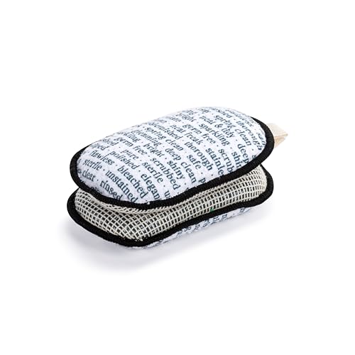 Image of Demdaco Absorbent Reversible Mesh Sponge, Dish Cleaning Supplies, 3 x 5 Inch Polyester, Typography - Pack of 2