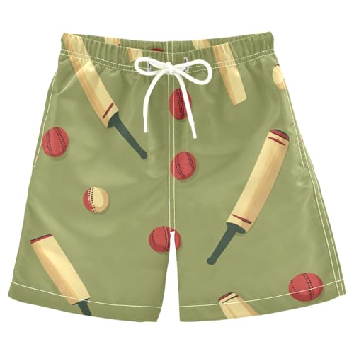 Boys Beach Board Shorts Cricket Sport Ball Swim Trunk Teen Swimwear 8-16Y Multicolor