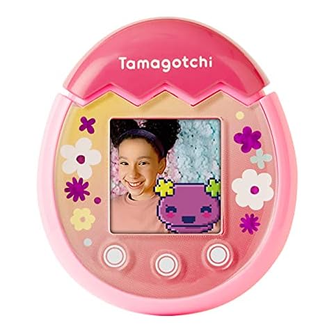 TAMAGOTCHI 42901 Bandai Pix-The Next Generation of Virtual Reality Pet with Camera, Games and Collectable Characters-Floral, Single, Pink Cover