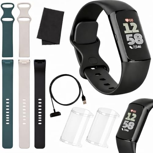 Fitbit Charge 6 Fitness Tracker (Bundle) – Black/Obsidian – Heart...