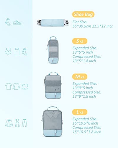 Bagsmart BM0104003AN037-FUS 6-Piece Packing Cube Set - Lightweight Luggage Organizers For Travel, Vacation And Suitcases - Durable Accessories With Compression thumb #1