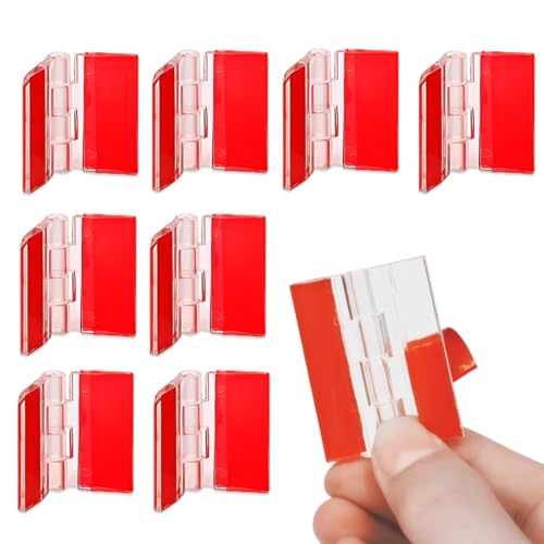 ZORVYN 8 piezas bisagras acrílicas pequeñas, autoadhesivas, plegables, de piano continuas, herramientas para gabinete, tapa de acuario, muebles, armario y puertas madera, soporte de (transparente)