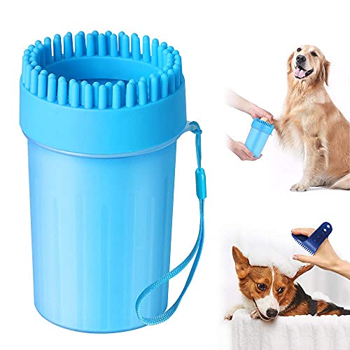 UALAU Dog Paw Cleaner Set, 2 in 1 Silicone Dog Paw Washer Cup for Grooming Muddy Paws, Dog Grooming Dog Cleaning Dog Foot Washer for Dog Cat (9.5inch)