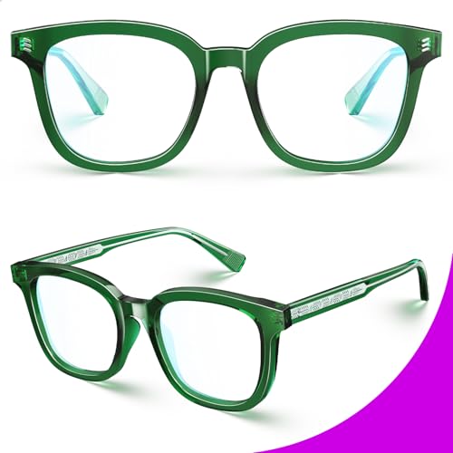 Image of VISOONE Square TR90 Lightweight Anti Glare UV400 Gaming Computer Glasses | 99% Digital Screen Filter Non-Prescription Clear Lens Oversized Frame Trendy Fashion Blue Light Blocking Women Men NOE