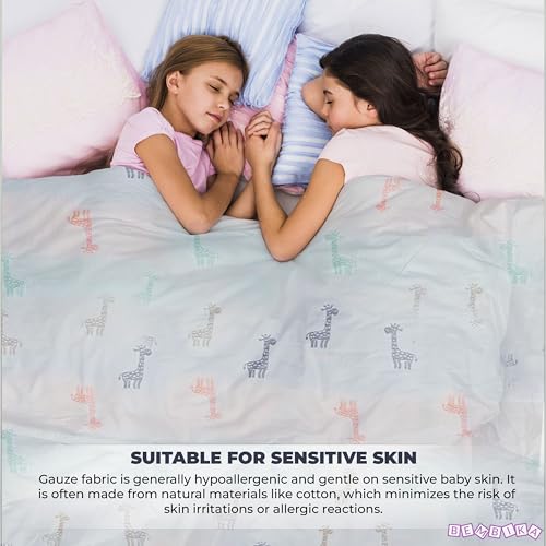 Image of BEMBIKA Baby Essential Multipurpose Blanket for Baby 6 Layer Cotton Gauze Baby Stroller Blanket Baby Swaddle Soft Blanket Bath Towel for Newborn, Infant and Small Kids-1 Pc (Giraffe White)