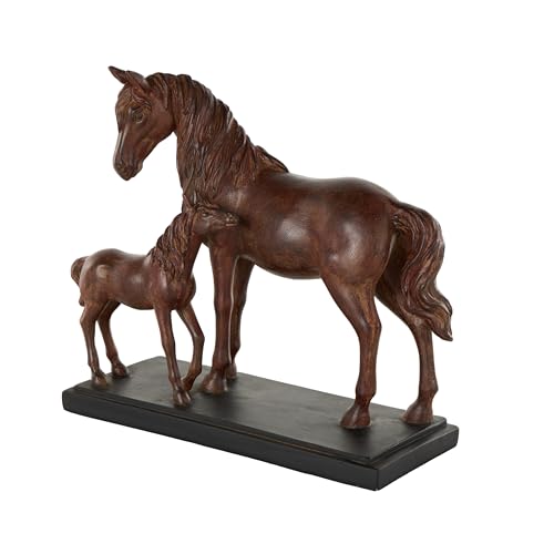 Escultura Cerámica de Caballos con Base Negra 15" x 6" x 13" miniatura 7