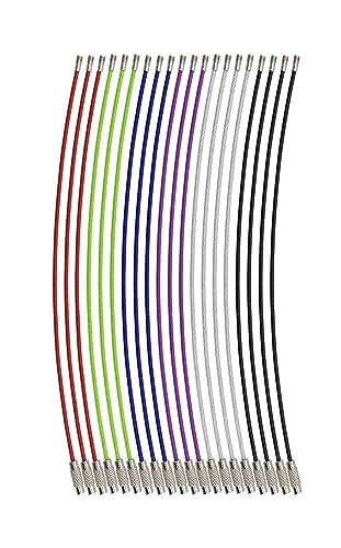 Llavero de alambre de acero inoxidable azul de 150 mm con bloqueo de tornillo en juego de 10 piezas