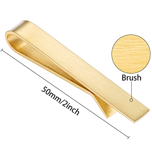 Hawson 2 Inch Tie Clips For Mens-Skinny Tie Bar Personalized Letter Tie Pin Father Of The Bride Gifts Tie Bar Set For Wedding Anniversary Business And Best Gift (4 Pcs - Brush Gold) #TOP2