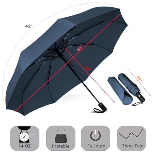 Image of SIEPASA Two Pack The Original Portable Travel Umbrella - Umbrellas for Rain Windproof, Compact Umbrella for Wind and Rain, Backpack, and On-the-Go.(Navy Blue & Navy Blue, 2 Pack)