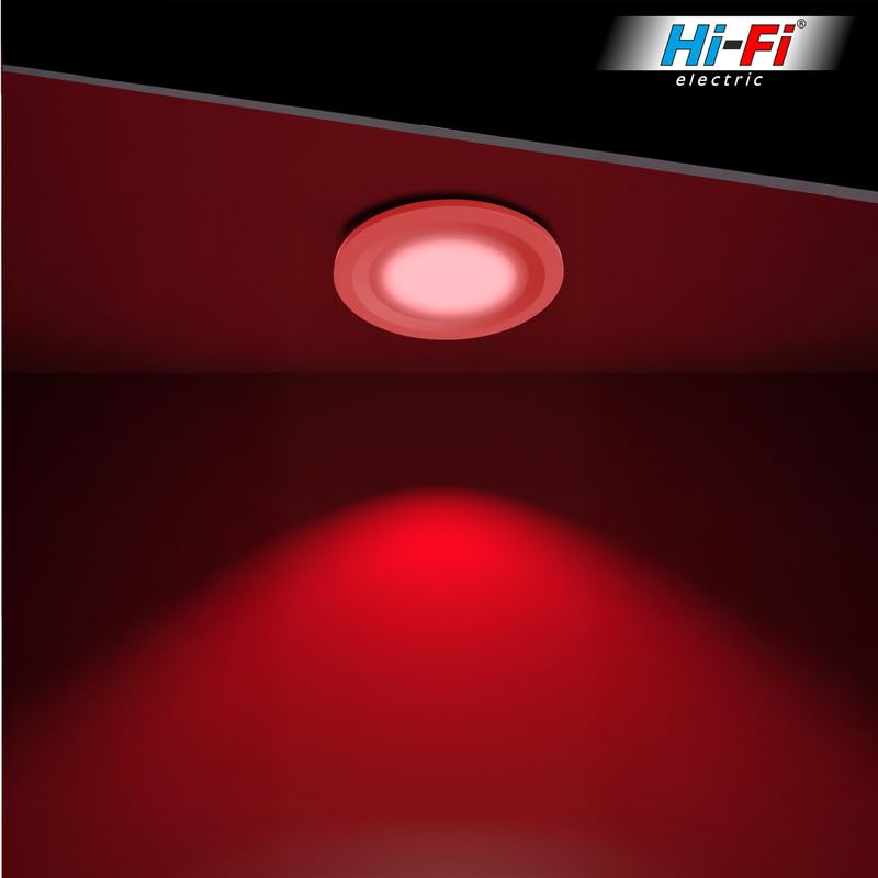 Image of elleys' Zain 6 Watt Junction Box Led Ceiling Light| Cut Out- 75 mm|BIS Certified| Red Color Ceiling Light for Hall,Room,Office | Led Downlighter Colour (Red) Pack of 1