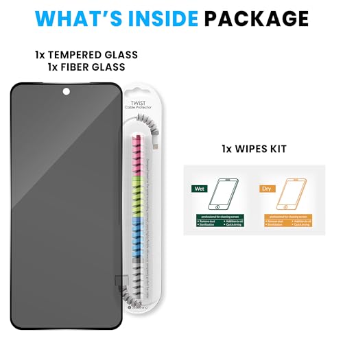 Image of FIRST MART Privacy Tempered Glass for OnePlus Open With Cable Guard & Installation Kit | Anti-Spy 9H Screen Protector, Edge-to-Edge, Case-Friendly | Black