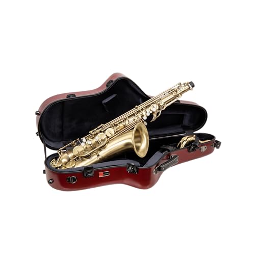 Crossrock Capa de saxofone tenor de policarbonato | TSA Lock, alças de mochila, revestimento resistente a arranhões, armazenamento de pescoço e bocal – vermelho (CRF4050TSRD)