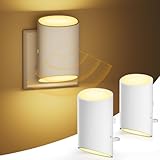 Night Light Plug in Wall with Motion Sensor and Dusk to Dawn Sensor, 7 Adjustable Brightness 100LM, Night/Off/AUTO Modes, 3000K Warm White LED Night Light for Baby, Hallways, Stairs, Bedrooms, 2 Pack