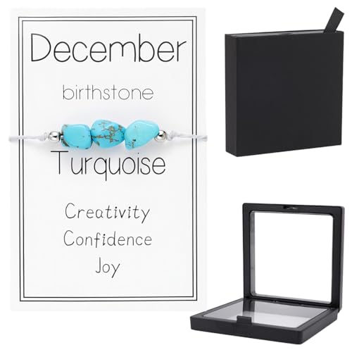 THQAE Pulsera de Turquesa, Pulsera Ajustable de Piedra Natural, Joyería de Piedra Natural, Piedra Curativa y Protectora, Ideal como Regalo para Mujeres en Navidad y Cumpleaños