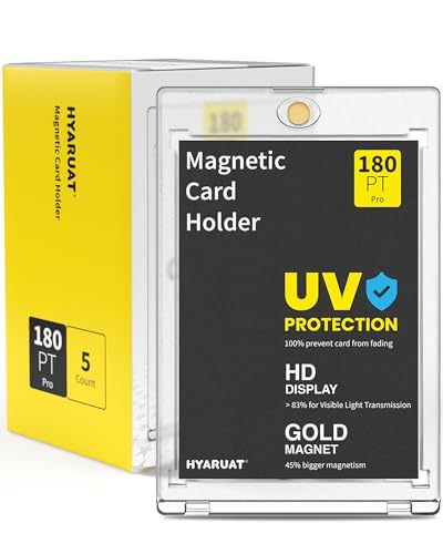 HYARUAT 180pt One Touch Card Holder - 5 Pack Super Thick Magnetic Card Holders for Patch Cards Clear