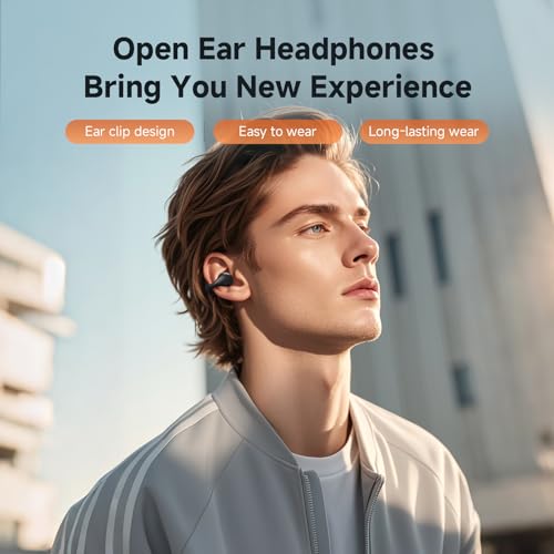CXK Open Ear Headphones, Bluetooth 5.4 Clip on Earbuds Flexible Ear Clip Design Bluetooth Earbuds 30H Playtime with LED Digital Display Lightweight Comfort Bone Conduction Headphones for Workout by CXK - Image 7