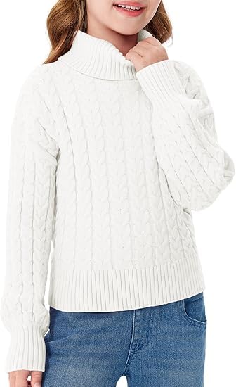Pull col roulé fille anti-froid Haloumoning, vêtement tricoté lâche confortable automne