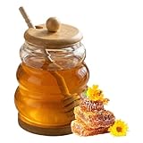 Naapesi Frasco de Miel con Cuchara y Tapa de Madera, Zumo y Conservas