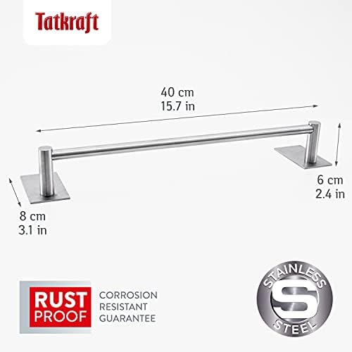 Tatkraft John Towel Bar, Rustproof Stainless Steel Rail, Adhesive Holder No Drilling, Towel Rack for Bathroom or Kitchen, 40cm Rail