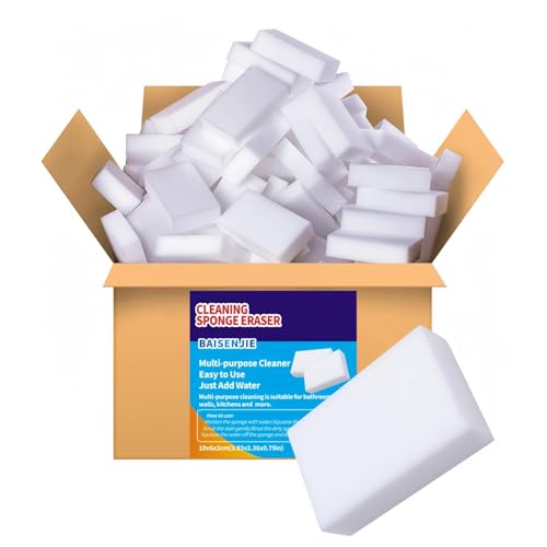 La Mejor Selección de Pisos de melamina más recomendados. 35 Esponja de melamina, paquete de 100 esponjas mágicas de limpieza de espuma, esponja multifuncional de limpieza del hogar para muebles, baño, tina, fregadero, piso, zócalo,...
