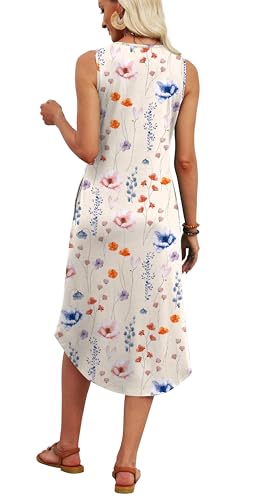 Image of WIHOLL Summer Dresses for Women 2026 Button Front Sleeveless Casual Midi Dress Beach Vacation Sundresses with Pockets