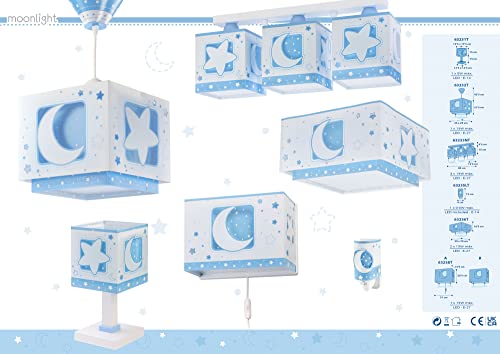 Dalber 63232T Lampadario"Luna", per bambini, Colore Blu, lampadina a incandescenza, plastica - Image 7