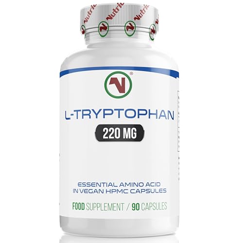 Nutriodol Fermentation-Derived L-Tryptophan 220 mg 90 Vegan Capsules | Essential Amino Acid | Clean-Label HPMC Capsules Minimal Excipients | UK-Compliant Dose | 3-Month Supply | EU GMP/ISO Made