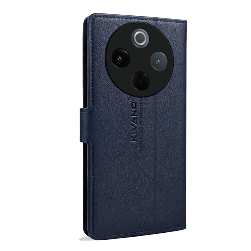 Image of KIVANO LUXE Compatible for Vivo T4 5G / iQOO Z10 5G Luxury Handmade Leather Magnetic Flip Folio Case | Card Holder & Kickstand | Slim Protective Cover | Unisex - Blue